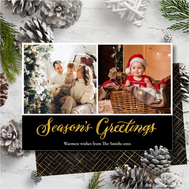 Elegant Gold Glitter Season's Greetings Christmas  Holiday Card (Creator Uploaded)