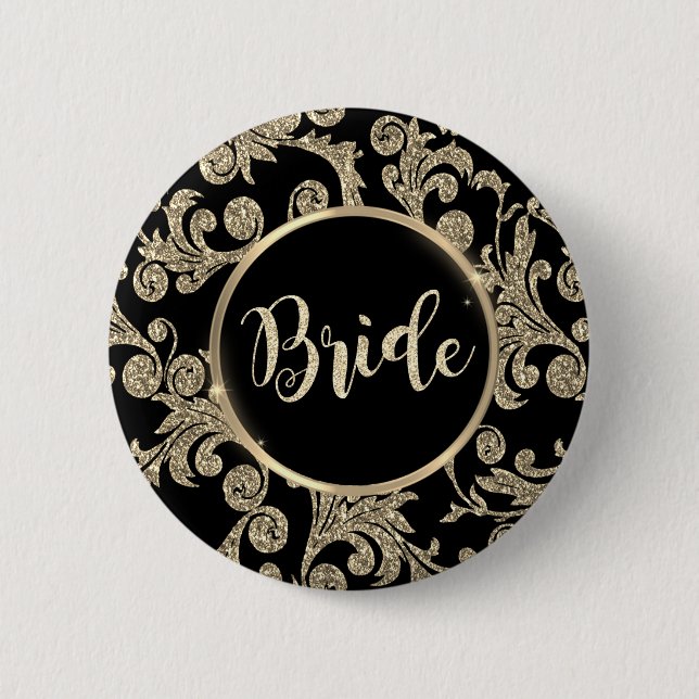 Elegant Gold Glitter Swirls 6 Cm Round Badge (Front)