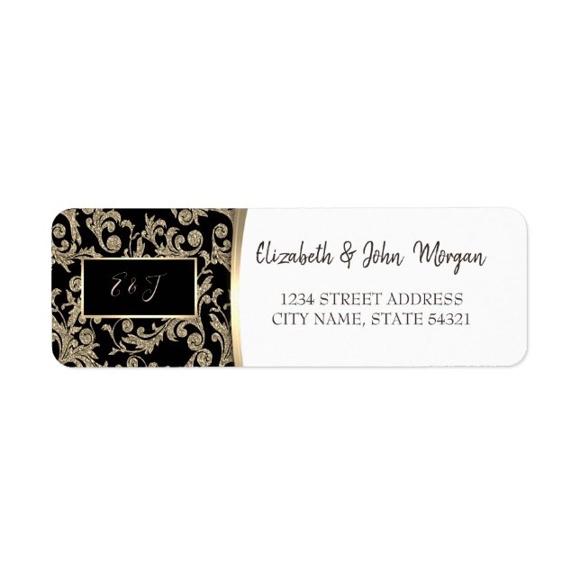 Elegant Gold Glitter Swirls  Address Label Return Address Label (Front)