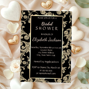 Elegant Gold Glitter Swirls Bridal Shower Invitation