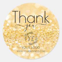 Elegant Gold Glitter Thank You - Add Logo