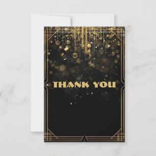 Elegant Gold Glitter Thank You Card Black & Gold