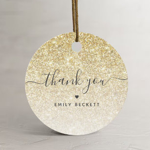 Elegant Gold Glitter Thank You Favour Tags