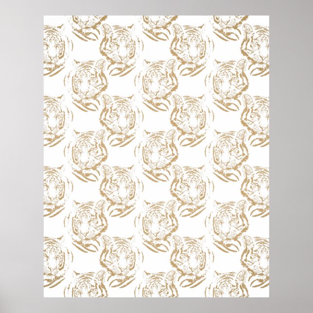 Elegant Gold Glitter Tiger Print White Design (Front)