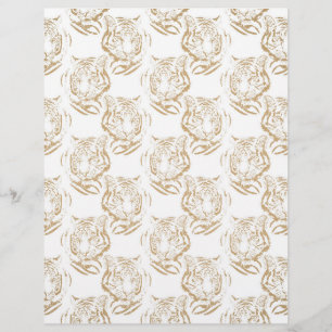 Elegant Gold Glitter Tiger Print White Design Custom Letterhead