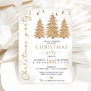 Elegant Gold Glitter Tree Christmas Party Invitation