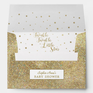 Elegant Gold Glitter Twinkle Twinkle Baby Shower Envelope
