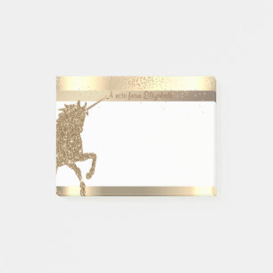Elegant Gold Glitter Unicorn, Stripe,Confetti Post-it Notes