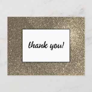 Elegant Gold Glitter Wedding Event Thank You Postcard