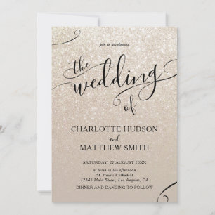Elegant Gold Glitter Wedding Invitation