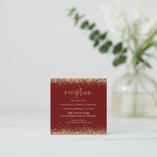 Elegant Gold Glitter Wedding Reception Burgundy Enclosure Card