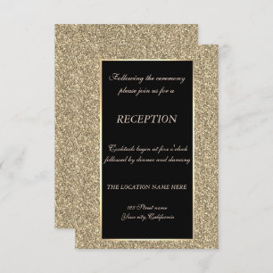 Elegant Gold Glitter Wedding Reception Invitation
