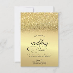 Elegant Gold Glitter Wedding Rehearsal Dinner Invitation