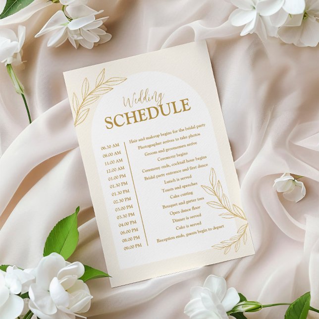 Elegant Gold Glitter Wedding Schedule Card (Creator Uploaded)