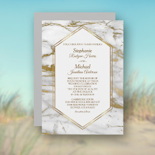 Elegant Gold Glitter White Marble Wedding Invitation