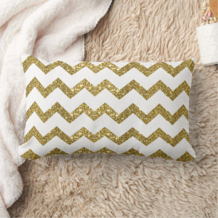 Elegant Gold Glitter & White Stripes Throw Pillow