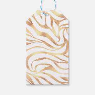 Elegant Gold Glitter Zebra White Animal Print Gift Tags
