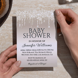 elegant gold glitters gender neutral baby shower invitation