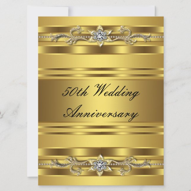 Elegant Gold Golden 50th Wedding Anniversary Invitation (Front)