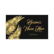 Elegant Gold Golden Palms black Business Card