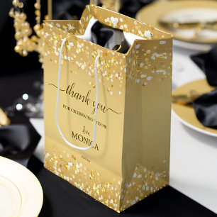 Elegant gold  golden sparkles minimalist medium gift bag