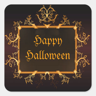 Elegant Gold Gothic Frame Halloween Square Sticker