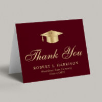 Elegant Gold Grad Cap Burgundy Red Graduation