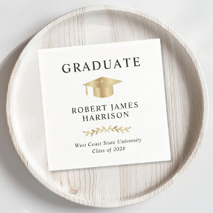 Elegant Gold Grad Graduation Party Napkin