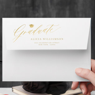 Elegant gold graduate graduation invitation  envelope