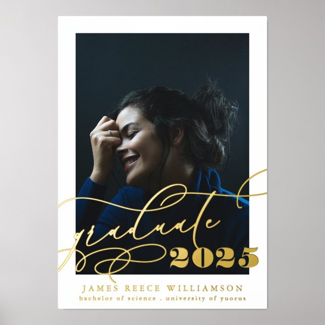 ELEGANT Gold GRADUATE Photo CLASS OF Foil Prints (Front)