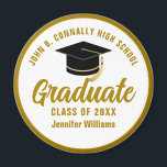 Elegant Gold Graduation Custom 2025 Graduate Magnet<br><div class="desc">This elegant gold graduation keepsake magnet features your high school or college graduate name and school in chic,  bold typography surrounding a modern black grad cap. Great party favours for the senior class.</div>