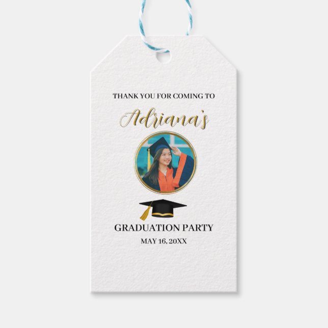 Elegant Gold Graduation Gift Tags (Front)