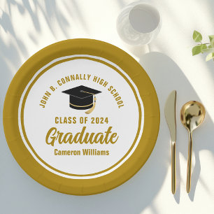 Elegant Gold Graduation Party Personalised Paper Plate