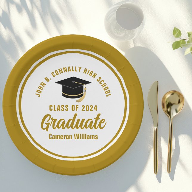 Elegant Gold Graduation Party Personalised Paper Plate (Creator Uploaded)