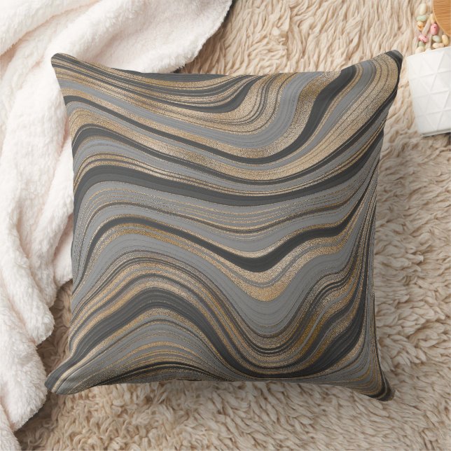 Elegant gold gray abstract cushion (Blanket)