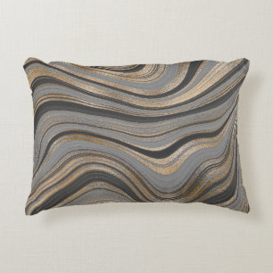 Elegant gold gray abstract decorative cushion