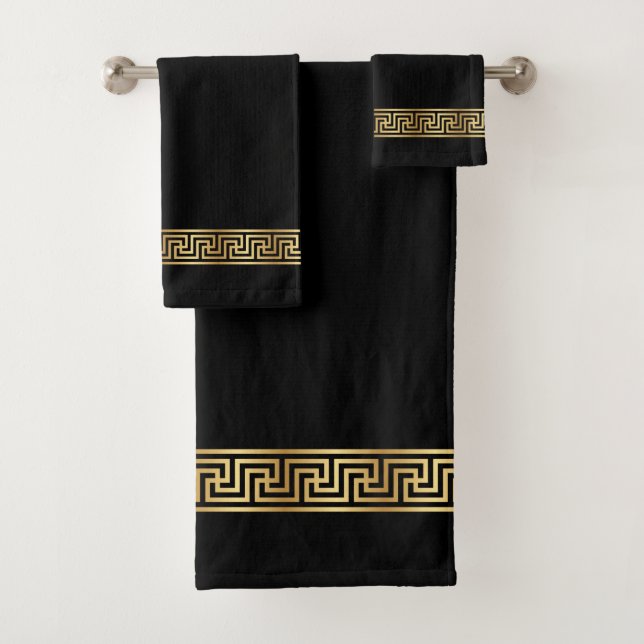 Elegant gold greek pattern Bath Towel Set (Insitu)