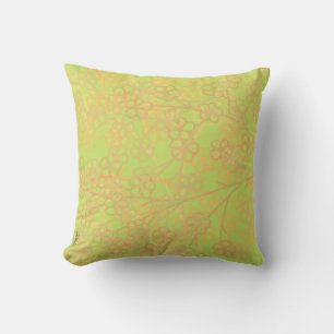 Elegant Gold Green Abstract Floral Pattern Cushion