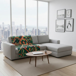 Elegant Gold & Green Art Deco Geometric Blanket