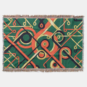 Elegant Gold & Green Art Deco Geometric Blanket