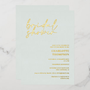 Elegant gold green casual script bridal shower