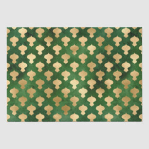 Elegant gold green christmas ornaments pattern tissue paper