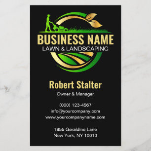 Elegant Gold Green Lawn Care Professional Flyer