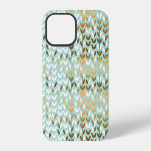Elegant Gold Green Leaf Pattern iPhone 12 Case