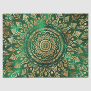 Elegant Gold Green Mandala Floral Tissue Paper