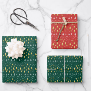 Elegant gold green red landscape wrapping paper sheet