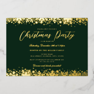 Elegant Gold Green Snowflake Christmas Party
