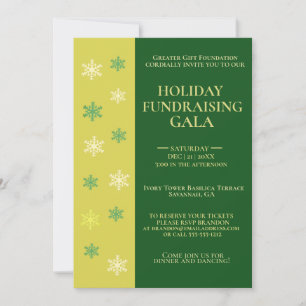 Elegant Gold & Green Star Charity Holiday Gala Invitation