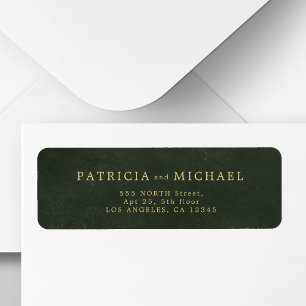 Elegant gold green wedding return address label