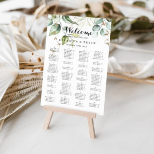 Elegant Gold Greenery Alphabetical Seating Chart